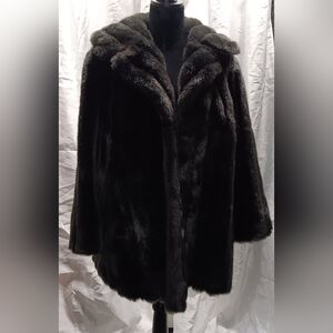 Avec Tu vintage faux fur black jacket women's size 16.5